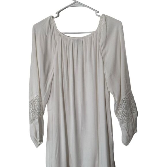 Joie Tabara White Crochet Trim Bishop Sleeve Peasant Dress Size Small Boho Gypsy - Picture 10 of 14